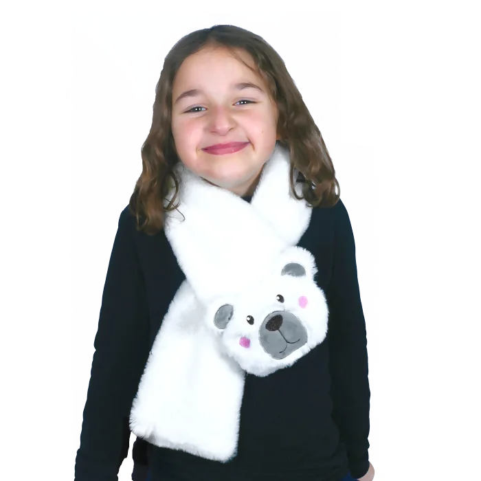 écharpe blanche ourson enfant (scol 12) de la marque NOEL EN FOLIE. Réf. NEDQ134.